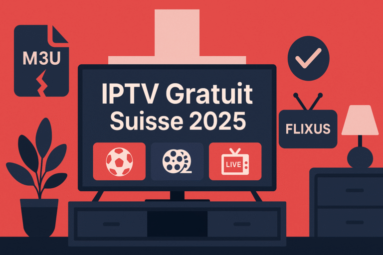 IPTV Gratuit en Suisse : Quels Risques et Quelles Alternatives ? (2025) 11 IPTV gratuit Suisse 2025 – illustration des risques et alternatives stables