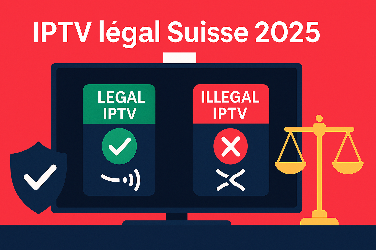 Est-ce légal d’utiliser IPTV en Suisse en 2025 ? 1 IPTV légal Suisse 2025 – illustration de la législation et des risques